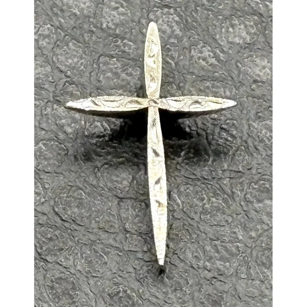 Sterling Silver Cross Etched Dainty Pendant Religious Christian Jewelry Charm